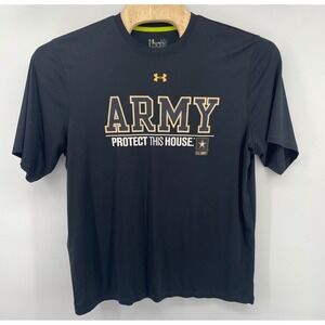 Under Armour T-Shirt Mens XL Black Army Protect This House Graphic Loose Fit
